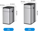 Lixeira Lata de lixo com sensor inteligente, doméstica com tampa, banheiro, cozinha, sala de estar, escritório, embalagem automática, latas de lixo de grande capacidade Lixeira(Silver,15L)